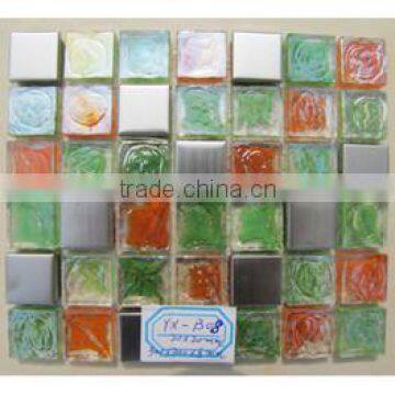 Mixed color 8 thickness stainless steel colored glaze glass mosaic tile