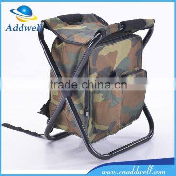 Outdoor portable folding fishing chair with cooler bag