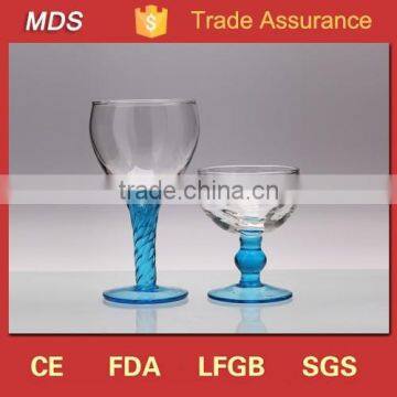 Drinking glass blowing crystal bohemian wine glass with blue stem