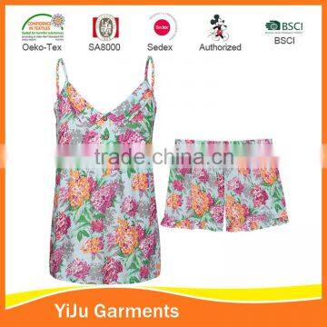 Printing flower women cotton sexy summer sleepwear