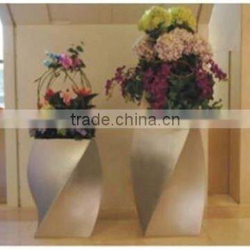 large spiral decorative fiberglass planter flower pots sale