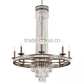 Designer Selected 10 Lights Black Cast Iron Crystal Chandelier for Living Room photo-6