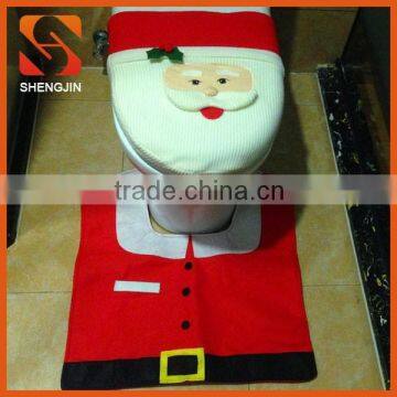 Fancy christmas santa toilet seat cover and rug set