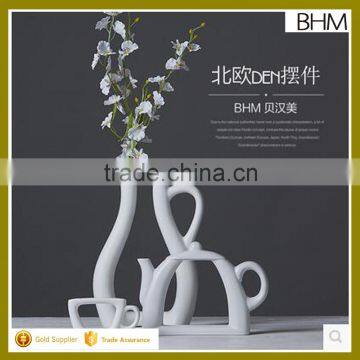 White teapot shape simple morden ceramic vases wholesale guangdong factory for home decor