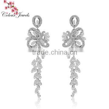 Top Quality Luxurious Romantic AAA Cubic Zircon Long Hanging Chandelier Earrings For Women Marriage Wedding Party Jewellery