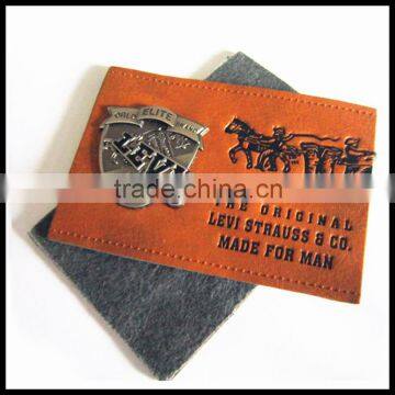 Popular metal label wholesale leather patch for clothing