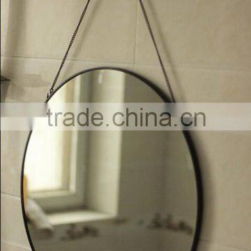 Wholesale metal framed round glass bathroom wall chain mirror