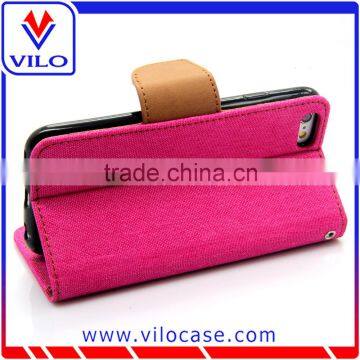 Factory Wholesales Jean Cloth Leather Case for IPhone 6S, Flip Stand Phone Cover for IPhone 6s photo-2