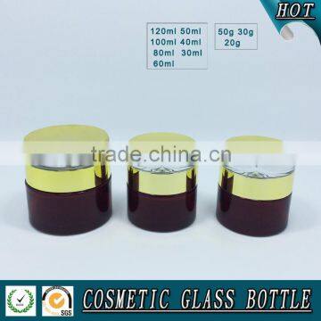 Cylinder RED Coloured Glass Cosmetics Bottles and Face Cream Jars photo-4