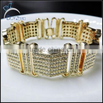 high quality pave cz hip hop men's bling bling gold plated bracelets