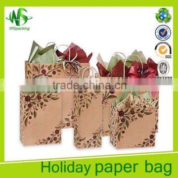 Custom printing recycled Christmas holiday kraft paper bag