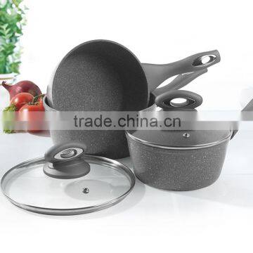 6Pcs Forged Aluminium Marble Stone Coating Sauce Pan Set