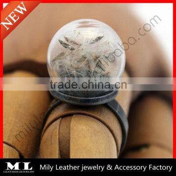 2014 Dandelion Seeds Adjustable Glass Dome Statement Ring GHBR-008