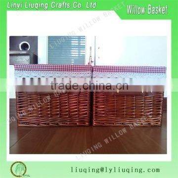 Natural Willow Laundry Basket with colored cover