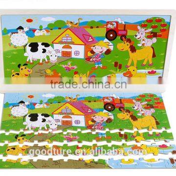 96 Pieces Wooden Jigsaw Puzzle Of Theme: Animal, Farm, Dragon, Fazenda, Cat Fishing