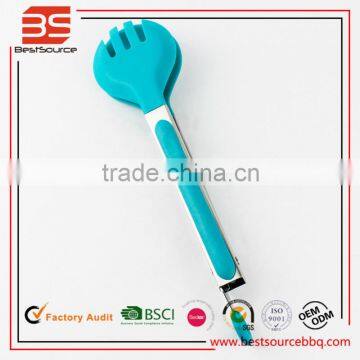 Professional Grade Stainless Steel & Silicone Flatware Tongs for Cooking, wood salad bowl and tong