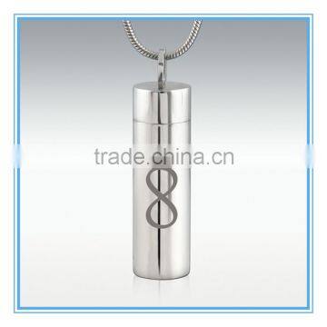 Infinity Cylinder Stainless Steel Cremation Jewelry - Engravable