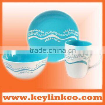 3pcs stoneware breakfast set by handpainted