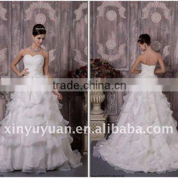 Real Sample A Line Sweetheart Strapless Off Shoulder Organza Beading Ruffle Gown Wedding Dress Bridal Gowns RP0009 Dresses