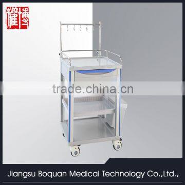 One drawers plastic-steel columns with a plate for loading ABS transfusion trolley