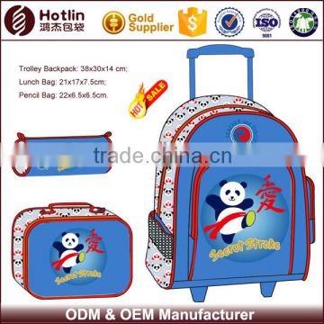 Polyester Children School Trolley Backpack Set