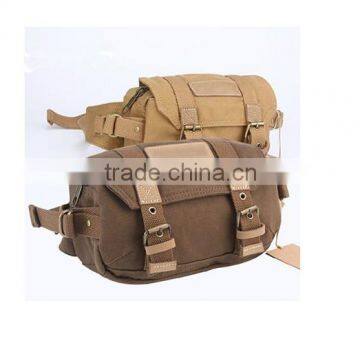 Brown Water-resistance Canvas Travel Shoulder Camera Lens Flash Bag Video Carry Case for Nikon Canon Camera Use