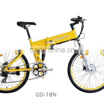 New 6061 Aluminum Alloy Yellow Folding Electric Bike Wholesale