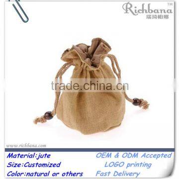 wholesale small jute bag drawstring bag