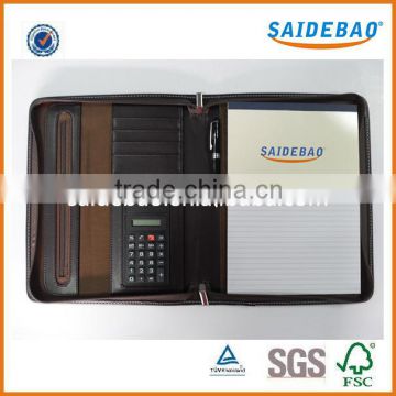 A4 High quality PU leather portfolio folder with notepad and calculator