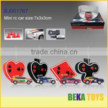 New item 1:63 mini rc toy car funny 4 channel playing card radio control racing car