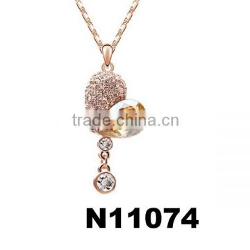 fashion broken heart chain austria crystal heart necklace