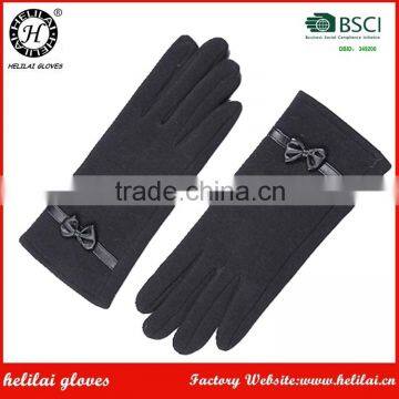 HELILAI Black Lady Spandex Gloves E-tip Womens Winter Gloves