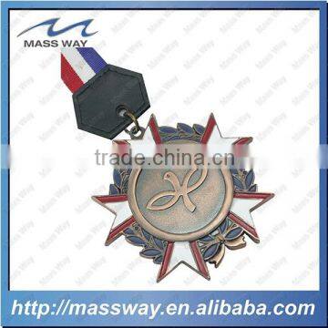 Souvenir Ribbon Die Casting 3D Zinc Alloy Brass Custom Gold Medal
