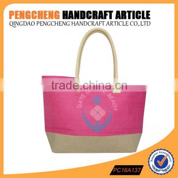 polyester and jute stitching beach bag