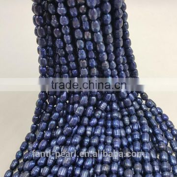 6-7mm freshwater nature dyes blue rice/drop tear pearl for making jewelry