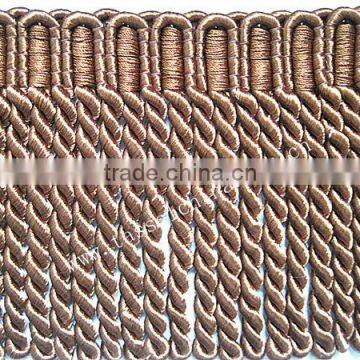4.5 INCH LONG BROWN BULLION FRINGE TRIM