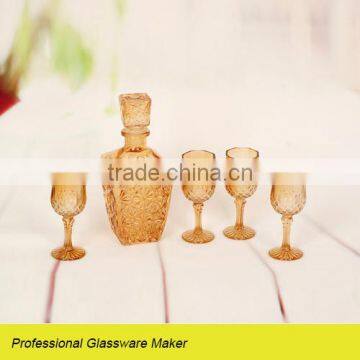 1L glass wine set with color and glass lid