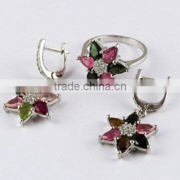 Big! Beautiful !! Turmuline_White C 925 Sterling Silver Set, 925 Designer Silver Jewellery Exporter, Silver Jewelry Supplier photo-2