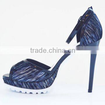 2016 Pretty Hot Women Platform High Heel Sandals Shinny Upper Blue Color Women Sexy Thin Heel Sandals for Wholesale photo-3