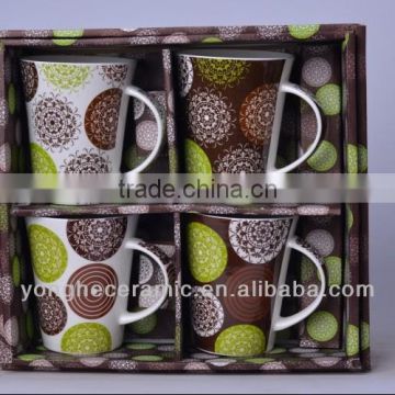 Factory Wholesales 4pcs ceramic mug set with display box packing