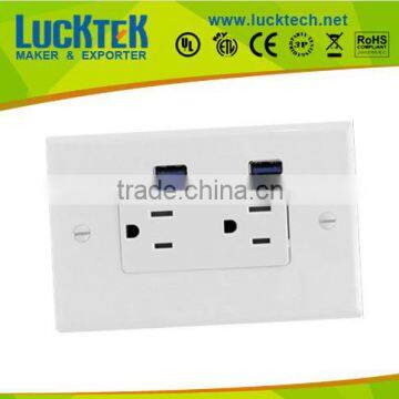 2 ports usa power socket with 2 USB port wall socket