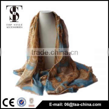 2014 fashion lady 100% wool woven scarf