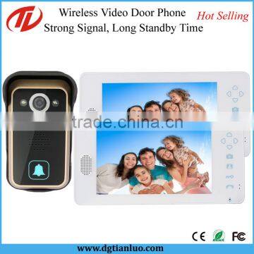 Rechargeable Battery Remote Control Wireless Intercom Video Door Phone Dual Monitor