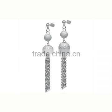 Charming 316L ball shaped long chain stainless steel fashion chandelier earrings for women (LE2470)