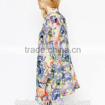 2015 New Latest Printed Blouse Designs Long Sleeve Oversized Kimono Blouse photo-3
