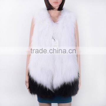 Women real fur vest knitted raccoon fur vest KZ160002