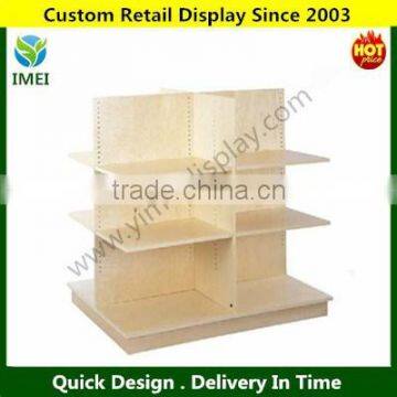 POP customer design tall wood display cabinet/wood bread display rack/wood food display rack