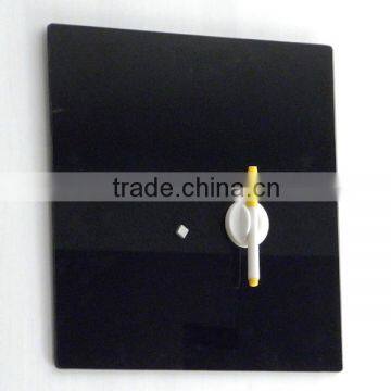 Black magnetic tempered glass writing board with square shape