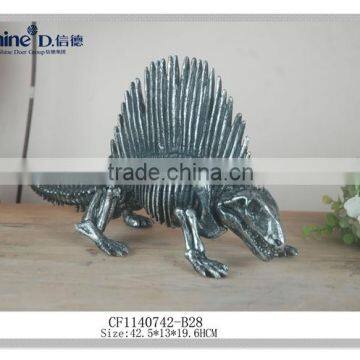 resin craft silver electro plated metal imitation dinosaur sculptures wholesale