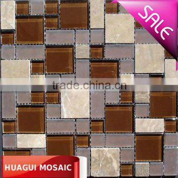 Frosted glass mix polish coffee marble mosaic tiles